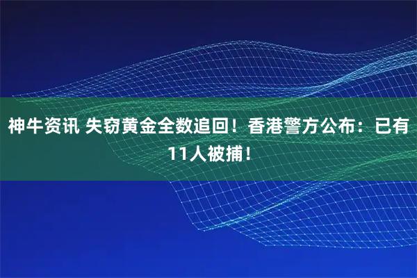 神牛资讯 失窃黄金全数追回！香港警方公布：已有11人被捕！