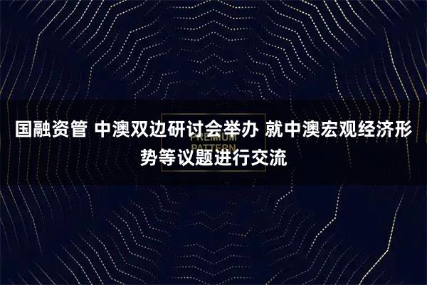 国融资管 中澳双边研讨会举办 就中澳宏观经济形势等议题进行交流