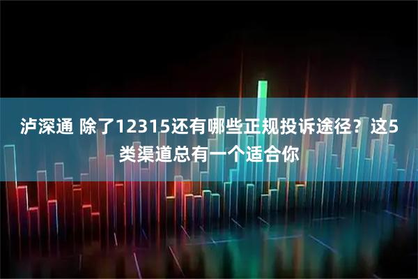 泸深通 除了12315还有哪些正规投诉途径？这5类渠道总有一个适合你