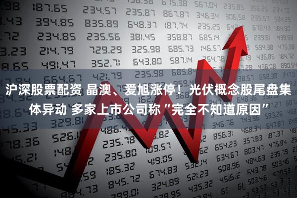 沪深股票配资 晶澳、爱旭涨停！光伏概念股尾盘集体异动 多家上市公司称“完全不知道原因”